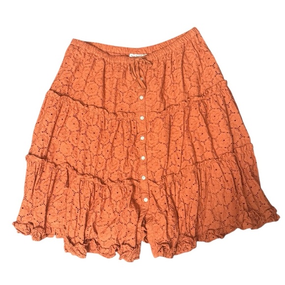 Roller Rabbit Clementine Eyelet Ruffle Boho Skirt Size XL - Picture 2 of 5